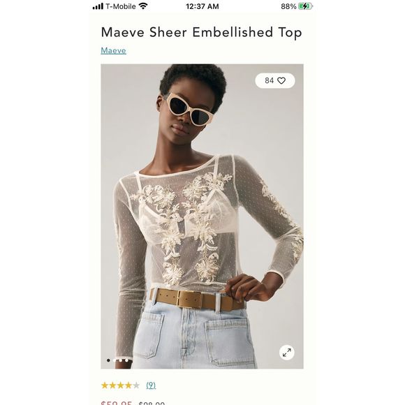 Anthropologie Tops - Anthropologie Meave Sheer Embellished Top